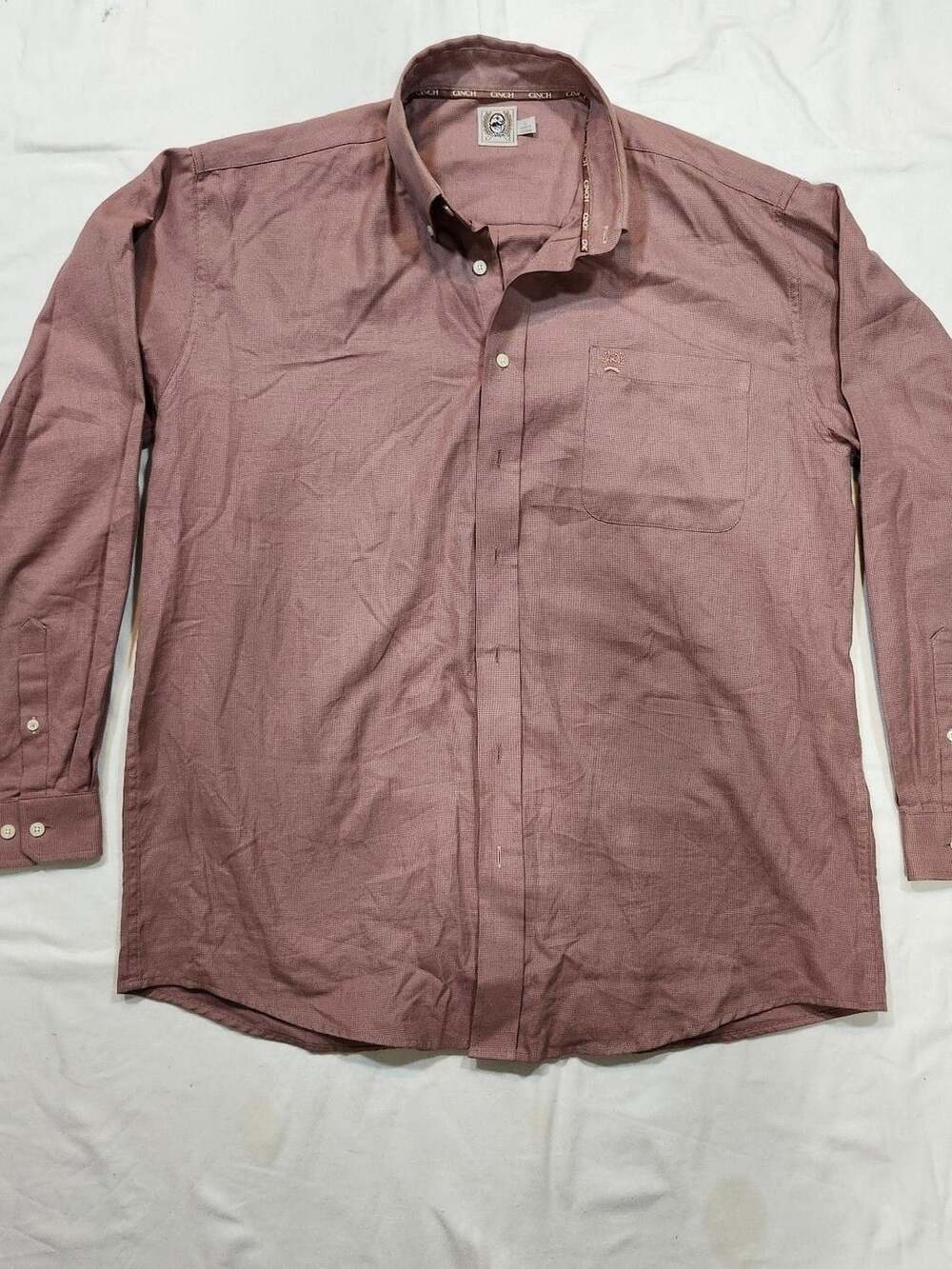 Cinch Long Sleeve Button Up Shirt Size L Red